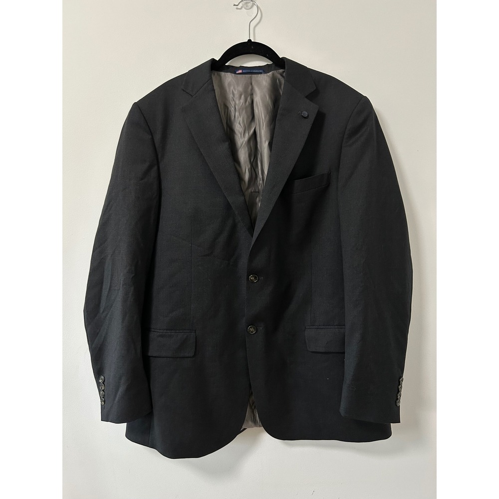 Hart Schaffner Marx Mens‎ 44L Blazer Black Reda Flexo Wool New York Fit Jacket